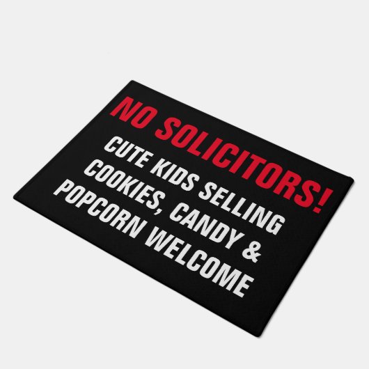 Zwart en Rood Geen Solicitors Bericht Deurmat (Schuin)