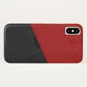 Zwart en rood geometrisch  leer Case-Mate iPhone case (Achterkant (horizontaal))