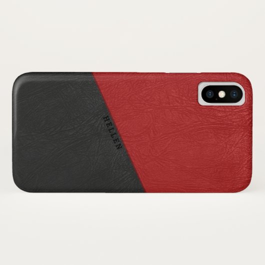 Zwart en rood geometrisch  leer Case-Mate iPhone case (Achterkant (horizontaal))