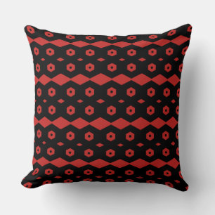 Zwart en rood geometrisch patroon kussen