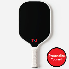 Zwart en Rood Gepersonaliseerd Monogrammed Pickleball Paddle