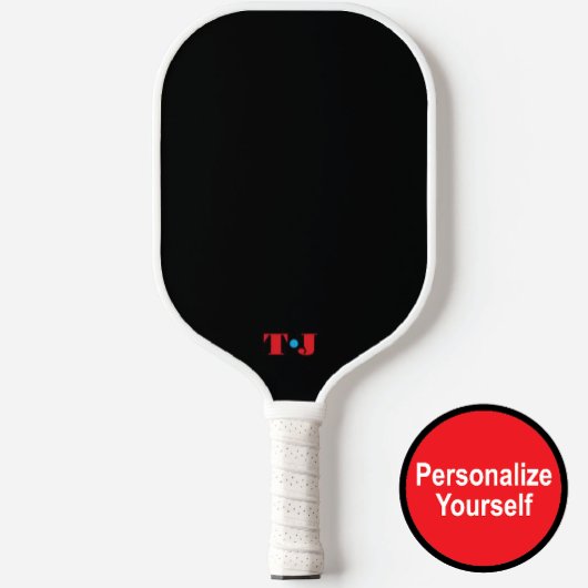Zwart en Rood Gepersonaliseerd Monogrammed Pickleball Paddle