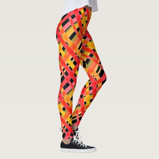 Zwart en rood geplakte Leggings (Rechts)