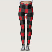 Zwart en rood geplette Leggings (Voorkant)