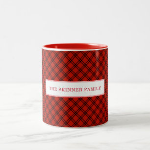 Zwart en rood geruit kerst persoonlijk tweekleurige koffiemok