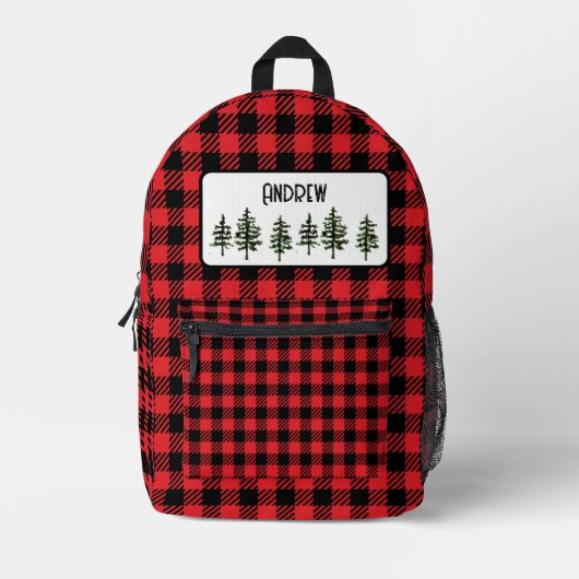 Zwart en rood geruite print bedrukte rugzak (Voorkant)