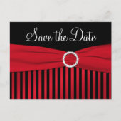 Zwart en rood gestreept Save the Date Briefkaart (Voorkant)