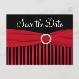 Zwart en rood gestreept Save the Date Briefkaart
