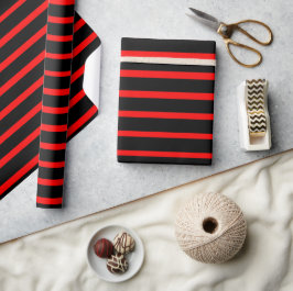 Zwart en rood gestreepte geschenkverpakking cadeaupapier