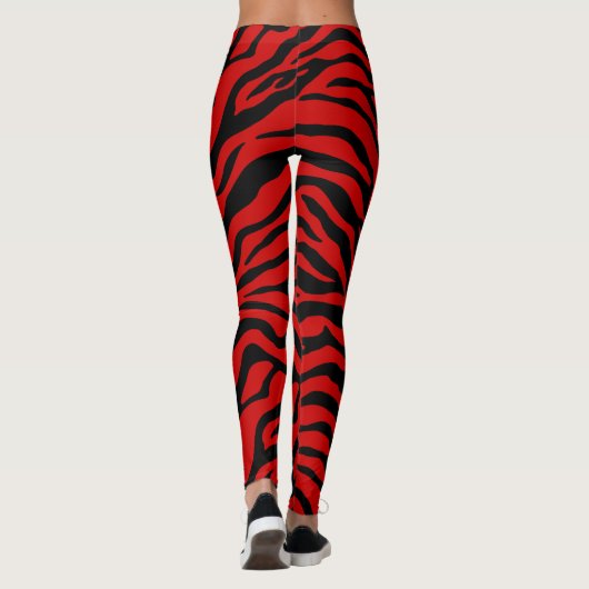 Zwart en rood, gestreepte Zebra Leggings (Achterkant)
