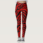 Zwart en rood, gestreepte Zebra Leggings (Voorkant)