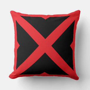 Zwart en rood gewaagde X-kruis geometrische worp k Kussen