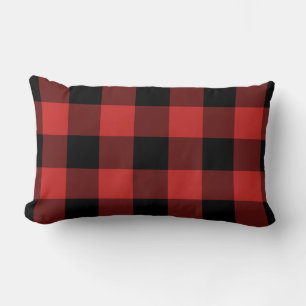 Zwart en rood gingham Patroon gecheckt Kussen