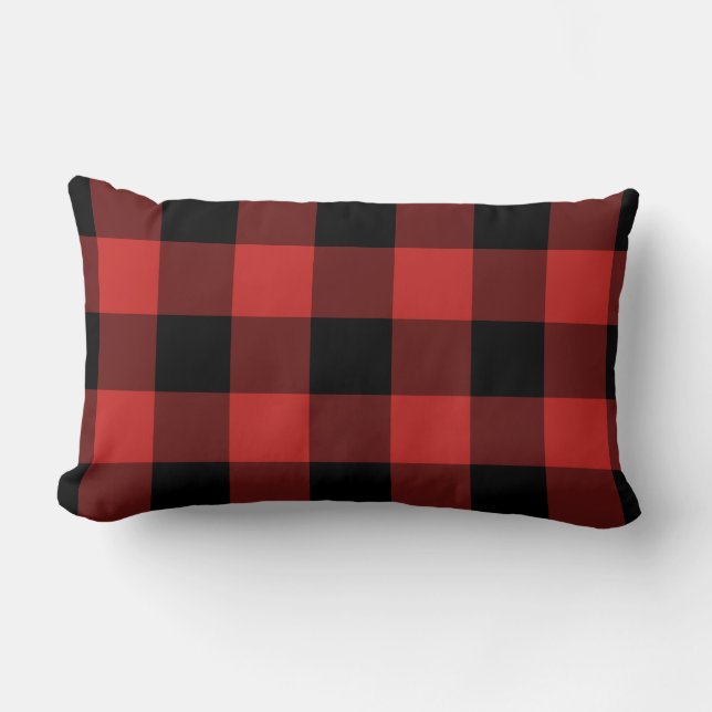 Zwart en rood gingham Patroon gecheckt Kussen (Voorkant)