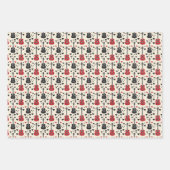 Zwart en rood Gitaar Hart Patroon op Off-White Inpakpapier Vel (Voorkant 3)