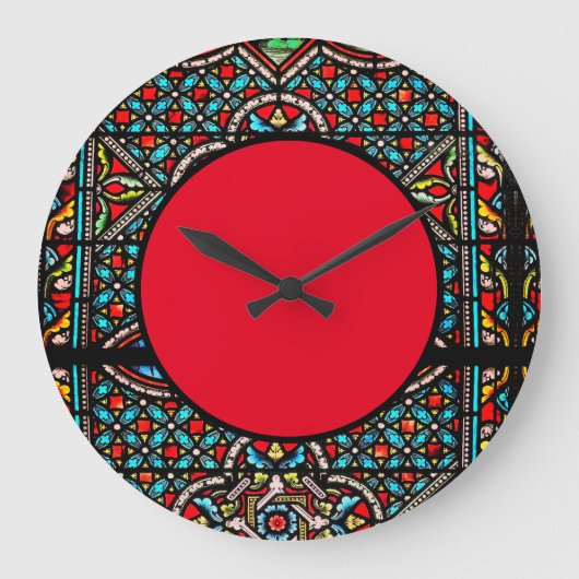 Zwart en rood glazen wandklok (Voorkant)