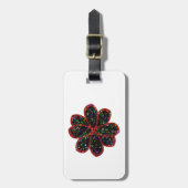 Zwart en rood glitterbloem aangepaste bagagelabel (Voorkant verticaal)