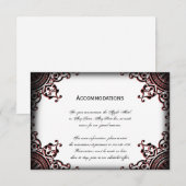 Zwart en Rood Gothic Scroll Bruiloft Accomodaties Informatiekaartje (Voorkant / Achterkant)