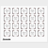 Zwart en Rood Gothic Scroll Bruiloft Envelope Seal Vierkante Sticker (Vel)
