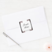 Zwart en Rood Gothic Scroll Bruiloft Envelope Seal Vierkante Sticker (Envelop)