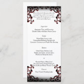 Zwart en Rood Gothic Scroll Bruiloft Menu (Voorkant / Achterkant)