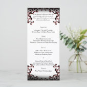 Zwart en Rood Gothic Scroll Bruiloft Menu (Staand voorkant)