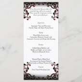 Zwart en Rood Gothic Scroll Bruiloft Menu (Voorkant)