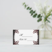 Zwart en Rood Gothic Scroll Bruiloft Plaats Kaart Plaatskaartje (Staand voorkant)