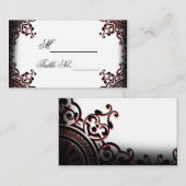 Zwart en Rood Gothic Scroll Bruiloft Plaats Kaart Plaatskaartje (Voorkant / Achterkant)