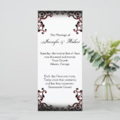 Zwart en Rood Gothic Scroll Bruiloft Programma Programmakaart (Staand voorkant)