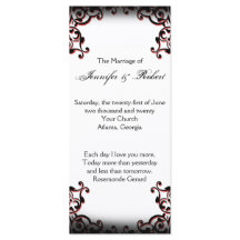 Zwart en Rood Gothic Scroll Bruiloft Programma