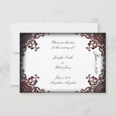 Zwart en Rood Gothic Scroll Bruiloft Save the Date (Voorkant)