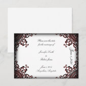 Zwart en Rood Gothic Scroll Bruiloft Save the Date (Voorkant / Achterkant)