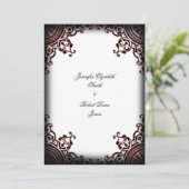 Zwart en Rood Gothic Scroll Bruiloft Uitnodiging (Staand voorkant)