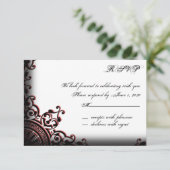 Zwart en Rood Gothic Scroll Response Kaart (Staand voorkant)