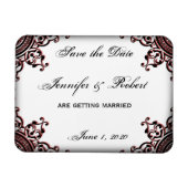 Zwart en Rood Gothic Scroll Save the Date Magneet (Horizontaal)