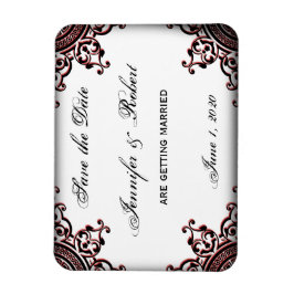 Zwart en Rood Gothic Scroll Save the Date Magneet