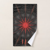 Zwart en Rood Gothic Spiderweb Monogram Pickleball Handdoek (Handdoek)