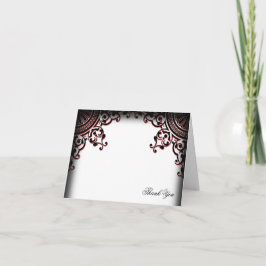 Zwart en Rood Gotisch Bloemrank Wedding Dankjewelk Bedankkaart