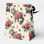 Zwart en Rood Gotisch Patroon Bedankdoosjes (Achterkant)