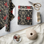 Zwart en Rood Gotisch Patroon Wrapping Papier<br><div class="desc">Uniek,  donker,  elegant,  zwart,  rood en crème patroon cadeaupapier.</div>