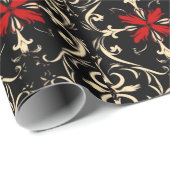 Zwart en Rood Gotisch Patroon Wrapping Papier (Rol Hoek)