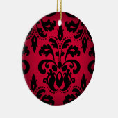 Zwart en rood gotisch Victoriaans damast Keramisch Ornament (Rechts)