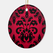 Zwart en rood gotisch Victoriaans damast Keramisch Ornament (Links)