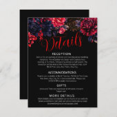 Zwart en rood Gotische Bloemen Dark Enclosure Kaar Informatiekaartje (Voorkant / Achterkant)