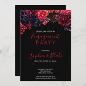 Zwart en rood Gotische Bloemen Dark Engagement Par Kaart (Voorkant / Achterkant)