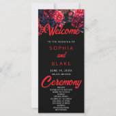 Zwart en rood Gotische Bloemen Dark Wedding Progra (Voorkant)