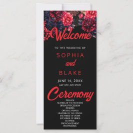 Zwart en rood Gotische Bloemen Dark Wedding Progra