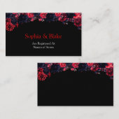 Zwart en rood Gotische Bloemen Dark Wedding Regist Informatiekaartje (Voorkant / Achterkant)