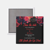 Zwart en rood Gotische Bloemen Donker Save the Dat Magneet (Voorkant / Achterkant)